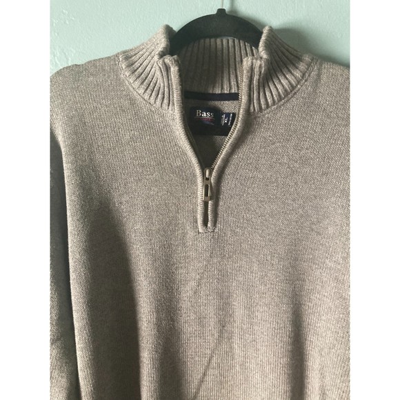 GH Bass & Co men's gray cotton 1/4 zip ribbed cotton sweater size x-large - Picture 4 of 4